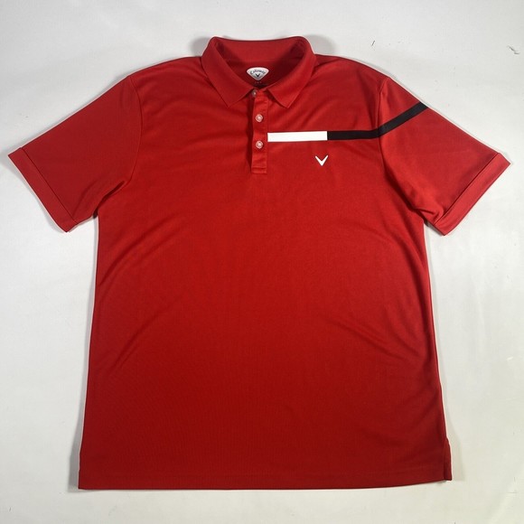 Callaway Men's Short Sleeve Polyester Red Golf Logo Polo Shirt Size Large - Picture 1 of 11